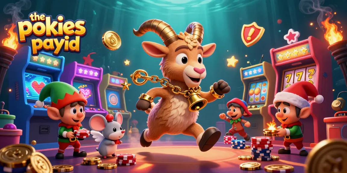 The pokies payid presents a festive 3D casino scene with Krampus, an angel mouse, and gremlin thieves.